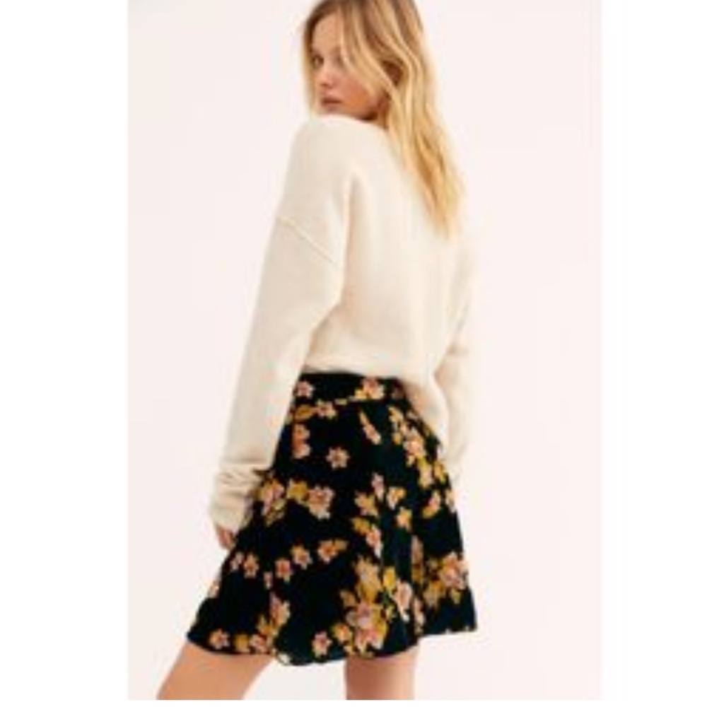 Free People Black Margaux Velvet Mini Skirt